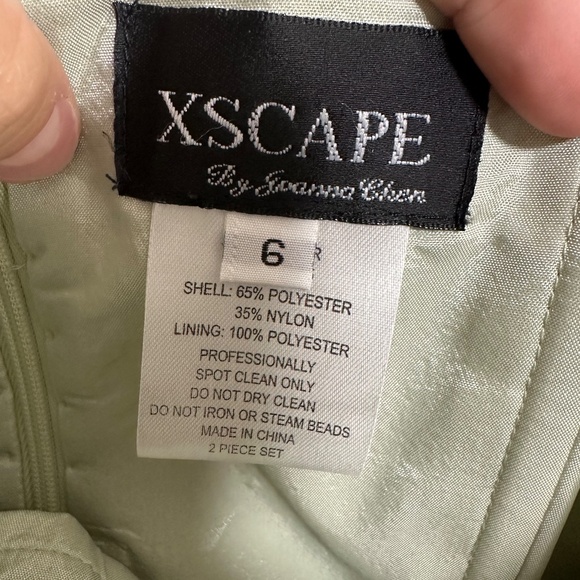 Xscape Light Sage Green Beaded Fairycore Romantic Formal Long Evening Prom Gown - Picture 8 of 8